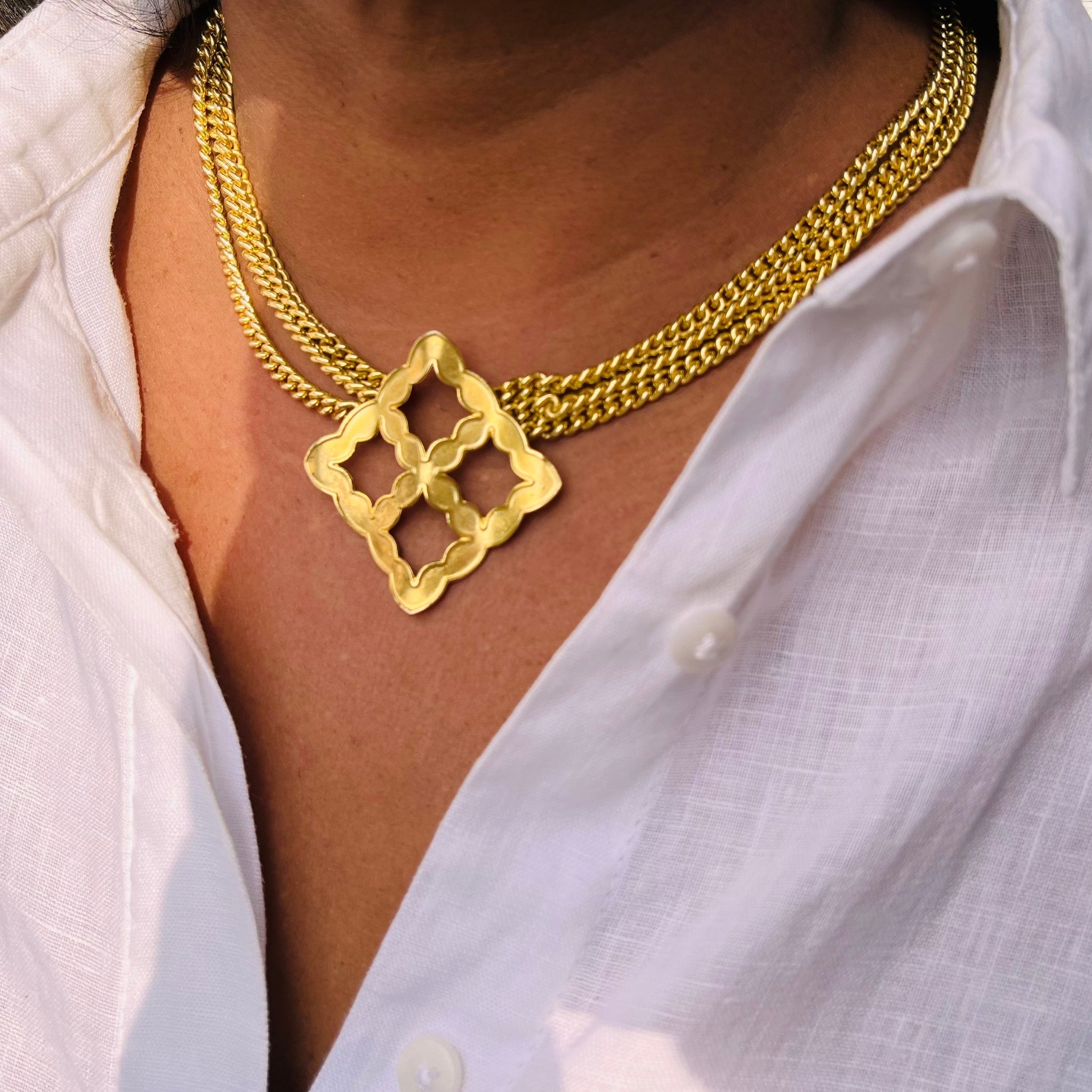 22ct Gold-Plated Silver and Brass Lattice Choker